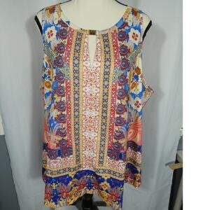 Soesdemo Women's 2XL Sleeveless Tunic Floral Flowy Keyhole Casual NWT